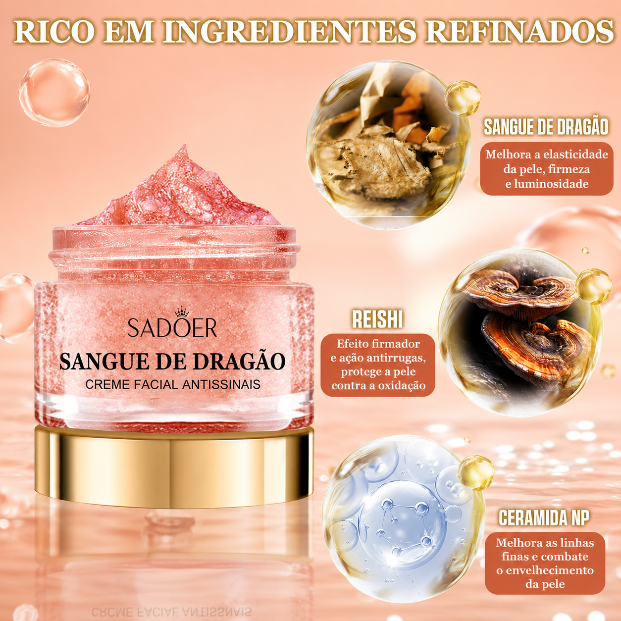 Creme Facial Antissinais Sangue de Dragão SADOER 2x1